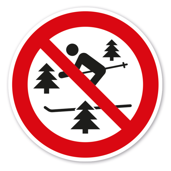 Verbotszeichen Skifahren im Wald verboten
