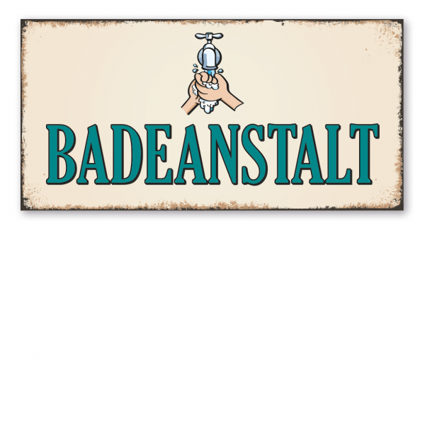 Retroschild / Vintage-Schild Badeanstalt – mit Symbol