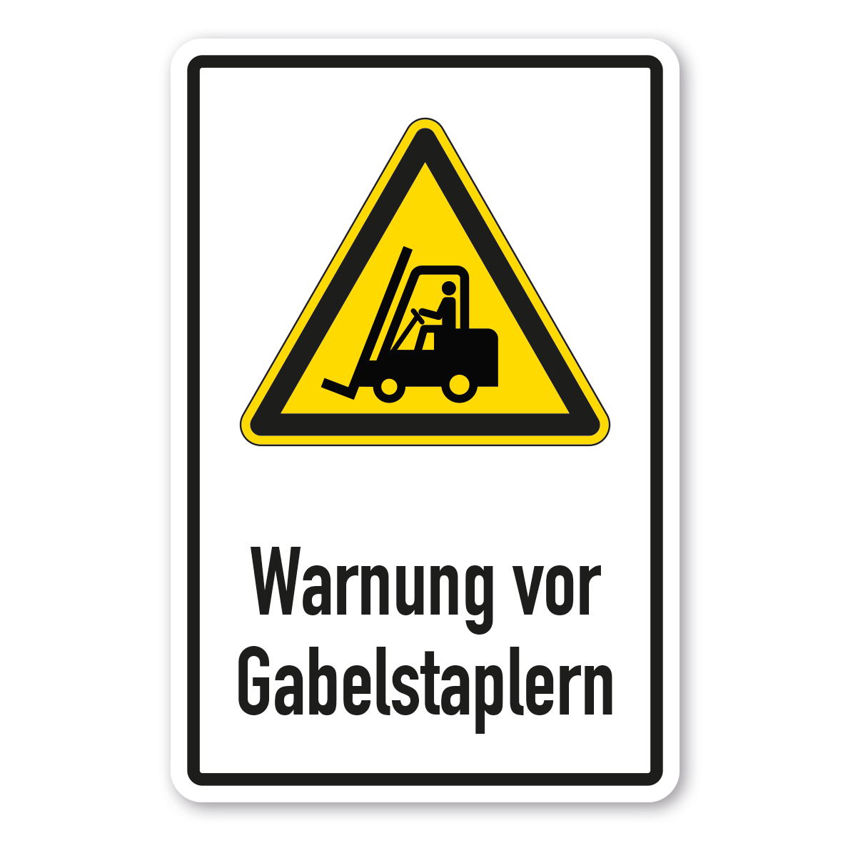 Schild Warnung vor Flurförderzeugen Gabel-Stapler ASR A1.3 DIN EN ISO 7010 W014 