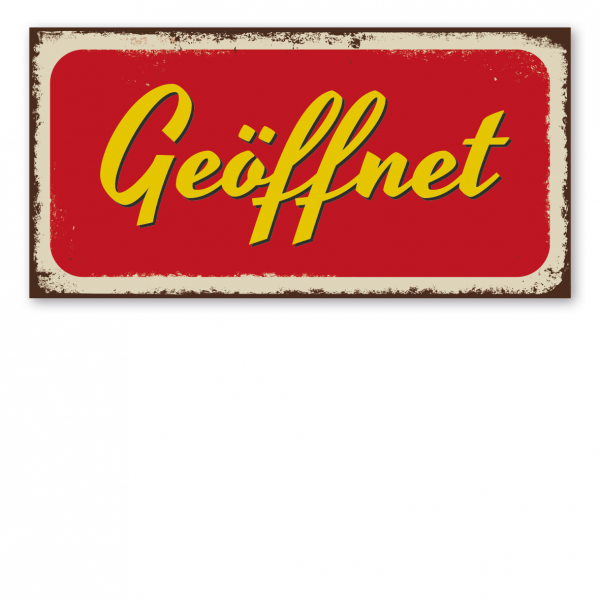 Retroschild / Vintage-Textschild Geöffnet