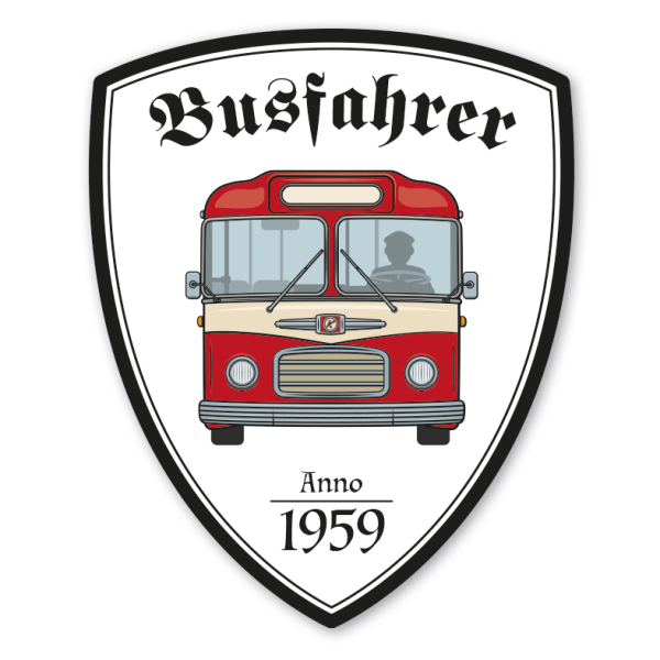 Zunftwappen Busfahrer mit Zunftnamen, Gründungsjahr oder Ihrem Wunschtext - Maibaumschild - Wappen W