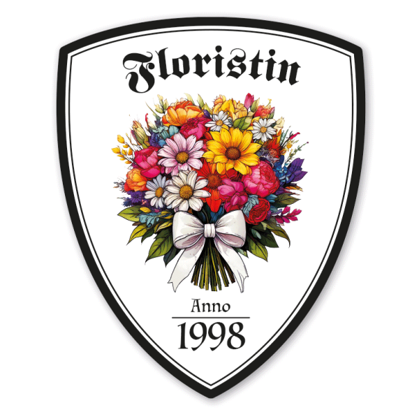 Zunftwappen Floristin - Florist - Floristik mit Zunftnamen, Gründungsjahr oder Ihrem Wunschtext - Maibaumschild - Wappen W