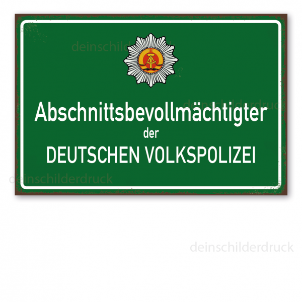 Retro Schild Abschnittsbevollmächtigter der deutschen Volkspolizei – DDR - Schild