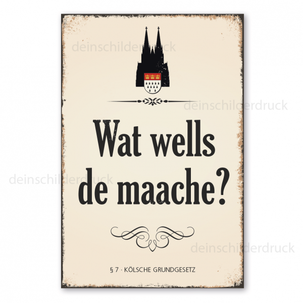 Retroschild Kölsche Grundgesetz - § 7 - Wat wells de maache