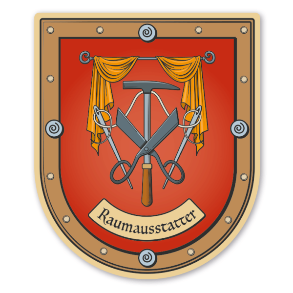 Maibaumschild / Zunftwappen Raumausstatter - mit Zunftnamen oder Ihrem Wunschtext - Wappen B