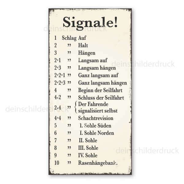 Bergbauschild Signale - in Retro-Ausführung