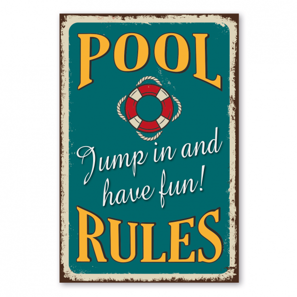 Retro Schild Pool Rules - Jump in and have fun