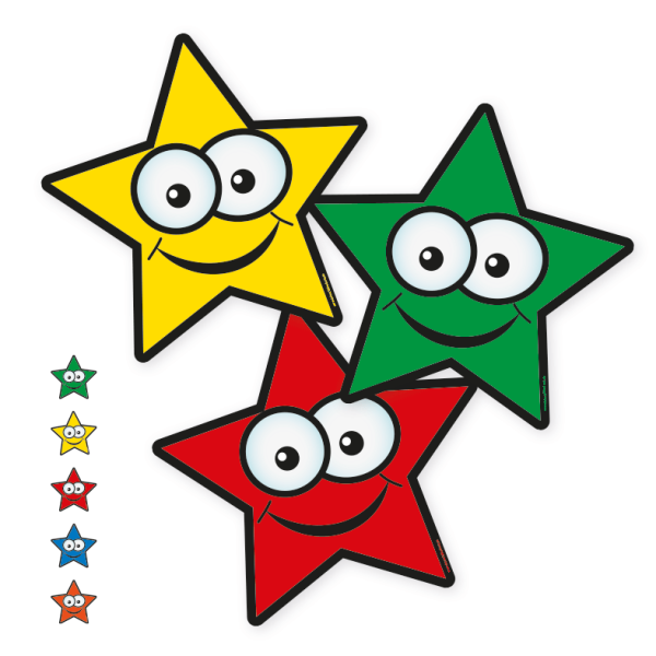 Mehrteiliger Bodenkleber - Bunte Sterne mit Gesicht - Bewegungspfad-Set - BWP-01-SET-10