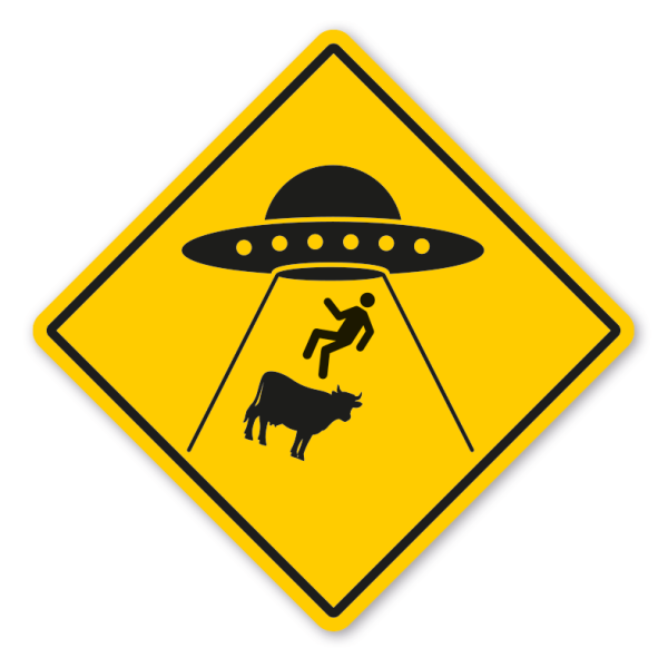 Australisches Warnschild / Verkehrsschild Achtung UFO