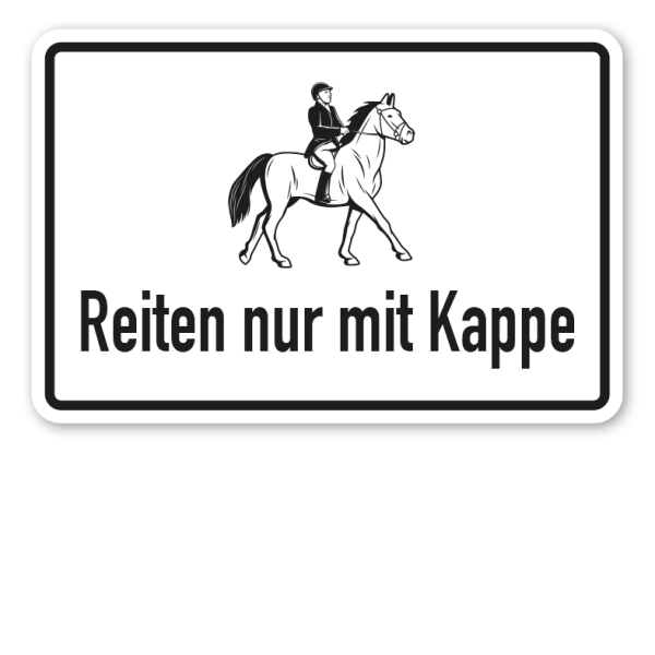 Stallschild / Hofschild Reiten nur mit Kappe