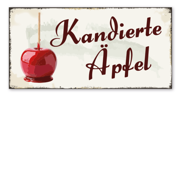 Retro Schild Kandierte Äpfel