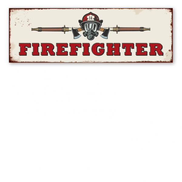 Retro Schild Firefighter