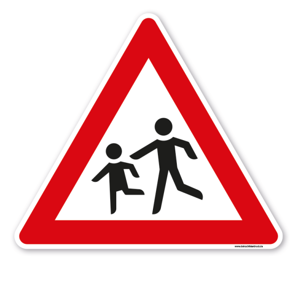 Bodenkleber für Lern- und Bewegungspfade - Achtung Kinder Aufstellung rechts - Verkehrszeichen VZ-136-10 - BWP-02-41 – Verkehrserziehung