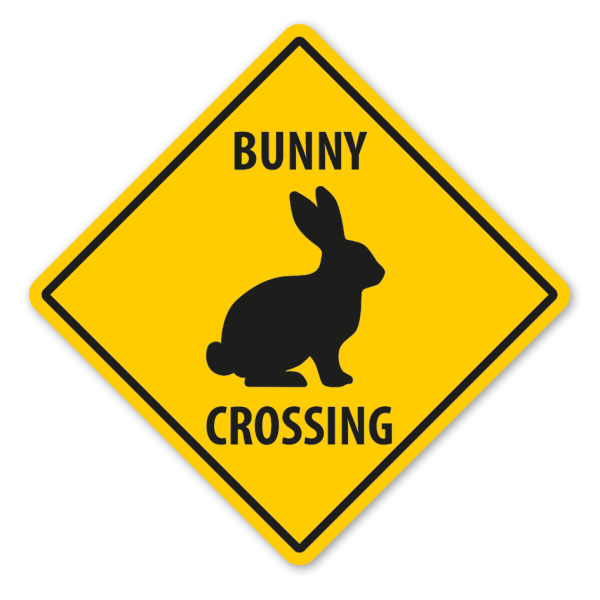 Warnschild Bunny crossing - mit und ohne Text