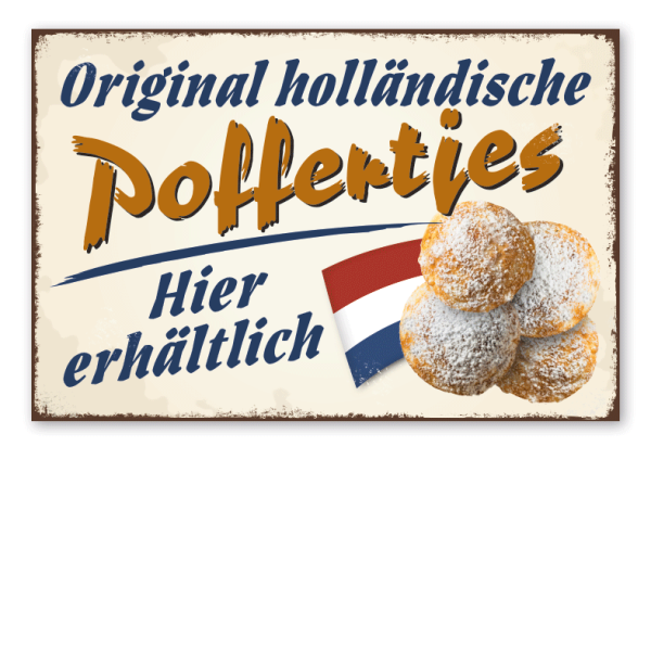 Retro Schild Original holländische Poffertjes - Hier erhältlich