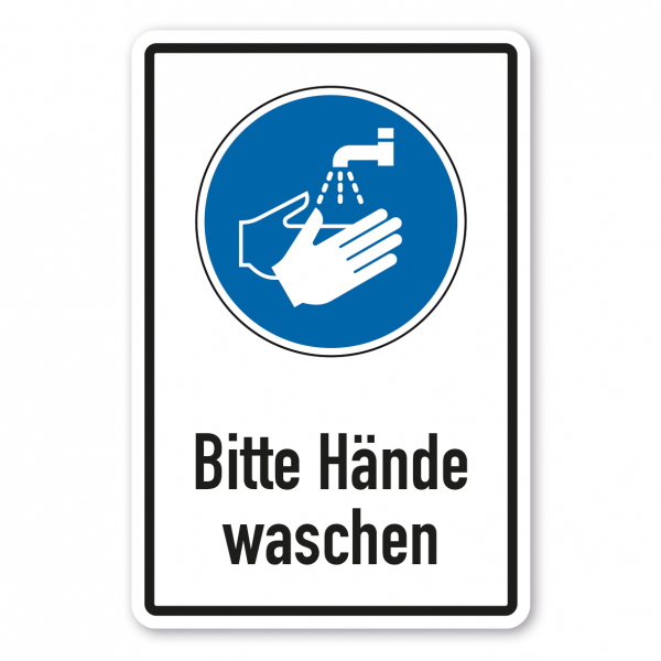Gebotsschild Bitte Hände waschen - Kombi