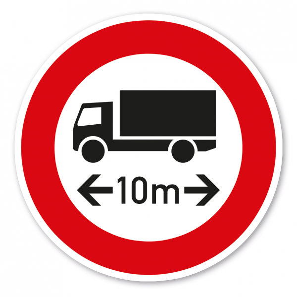 Verkehrsschild Verbot für Fahrzeuge und Züge über angegebene Länge einschließlich Ladung - 10 m - individuelle Angabe – VZ 266